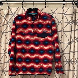 Patagonia Wild Desert Synchilla Snap T Fleece Pullover Red Aztec - medium